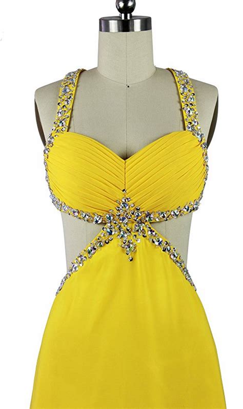 Sexy A Line Backless Formal Gowns Yellow Prom Dresses On Luulla