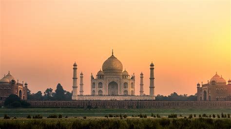Taj Mahal Wallpaper 4k India Sunset Orange Sky