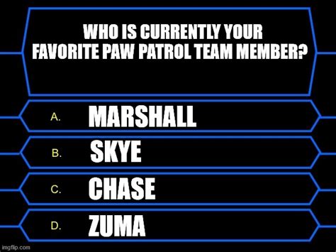 Who Is Currently Your Favorite Paw Patrol Team Member Imgflip