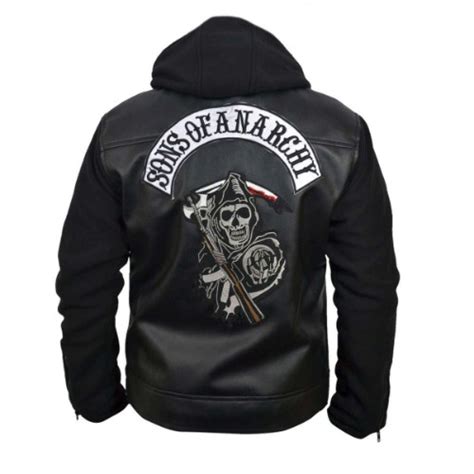 Sons Of Anarchy Black Genuine Leather Jacket With Hoodie