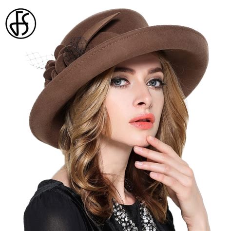 Buy Fs Vintage Large Wide Brim 100 Wool Felt Fedora Hat Winter Women Flowers