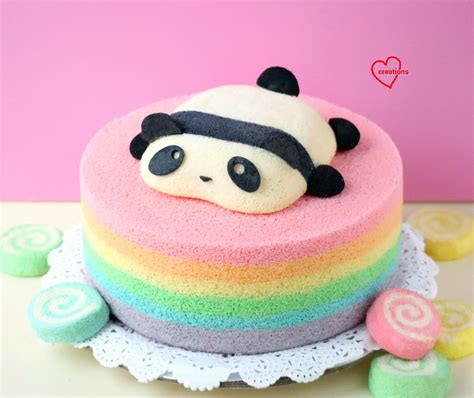 Loving Creations For You Baby Panda Rainbow Chiffon Cake