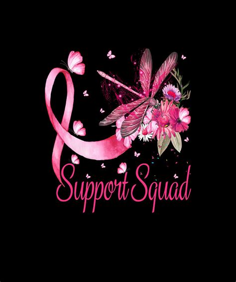 Warrior Support Squad Dragonfly Breast Cancer Awareness Sunflower Drawing By Thepassionshop