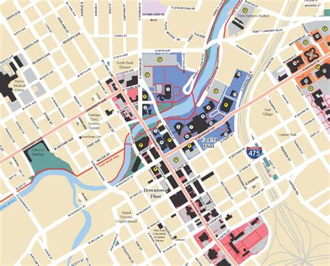 Downtown Flint Walking Map The Greenway Collaborative