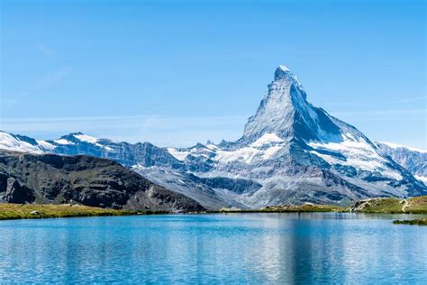 Matterhorn With Stellisee Lake In Zermatt Stock Photo Image Of