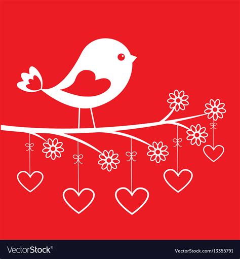 Cute Bird Stylish Card For Valentines Day Vector Image
