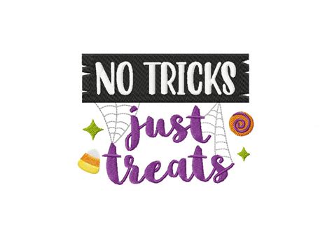 No Tricks Just Treats Embroidery Design Daily Embroidery