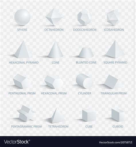 Geometric 3d Shapes With Names Royalty Free Vector Image