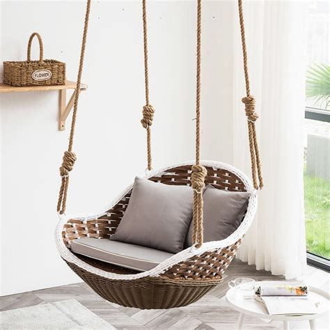 China Wicker Rattan Outdoor Patio Swing With Hanging Steel Chain Swing