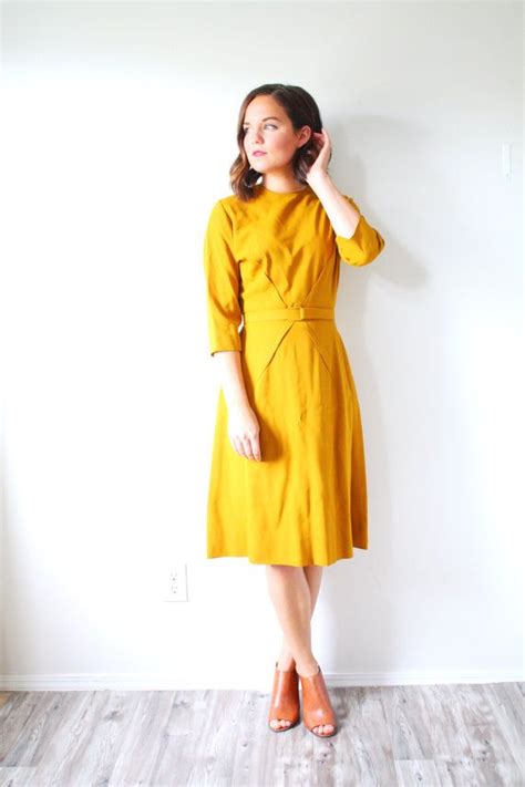 Modest Dresses Simple Dresses Two Piece Dress 40th Birthday Mustard