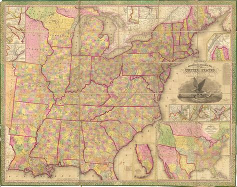 Mitchells Reference And Distance Map Of The United States 1845