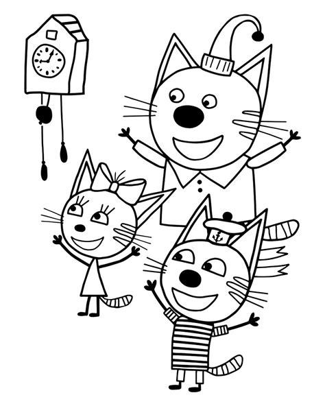 Коты из мультика — раскраска для детей Распечатать бесплатно