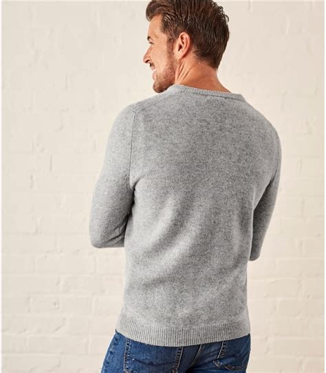 Flannel Grey Mens Lambswool V Neck Knitted Sweater Woolovers Us