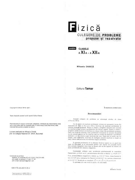 Fizica Culegere De Probleme Propuse Si Rez Cl 11 12 Ed Tamar 2 1 Pdf