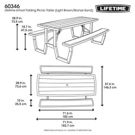 Lifetime Folding Picnic Table 60346 6 Foot Table Top