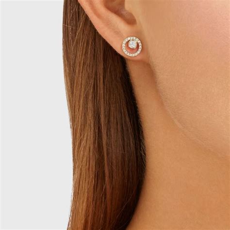 Swarovski Creativity Circle Pierced Earrings Small White Rose Gold Plating