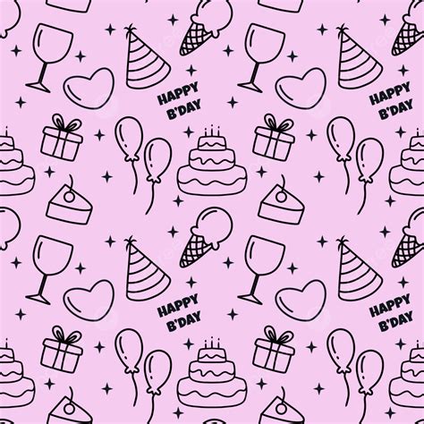 Birthday Doodle Background Pink Color Birthday Doodle Background