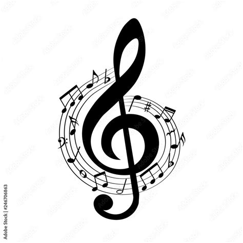 Music Notes In Swirl Musical Design Element Vector Illustration