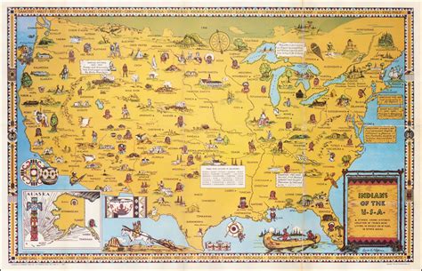 Карта индейских племен США Native American Tribes Map Pictorial Maps