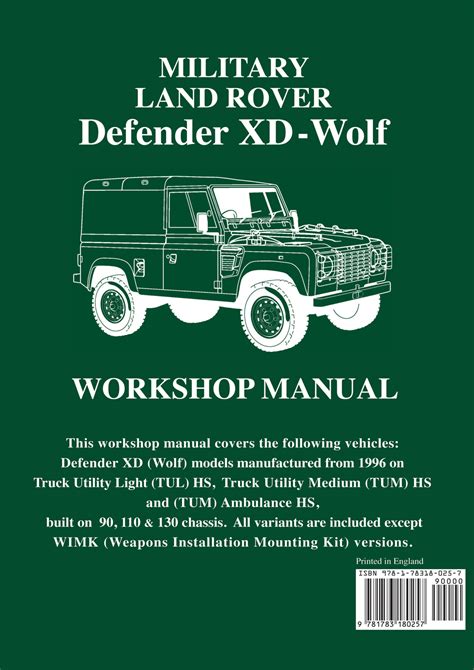 Military Land Rover Defender Xd Wolf Workshop Manual Brooklandsbooks
