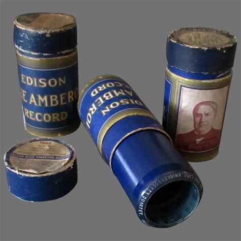 Three Vintage Edison Blue Amberol Phonograph Cylinder Records Lot Of