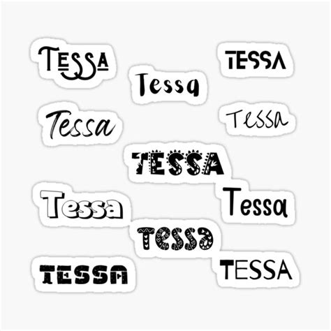Tessa In 10 Different Fonts Sticker For Sale By Magleen Redbubble