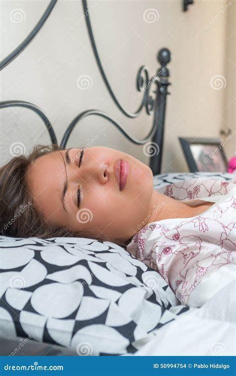 Cute Young Girl Waking Up In Bed Stock Photo Image Of Portrait Body