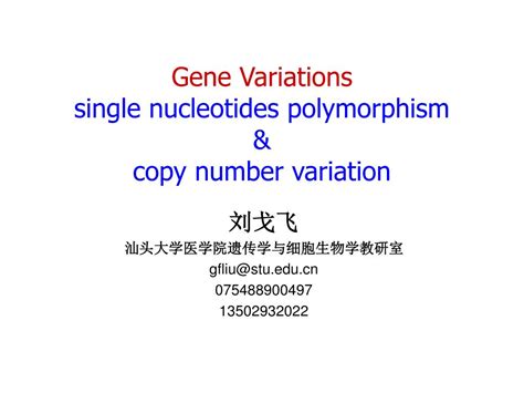 Ppt Gene Variations Single Nucleotides Polymorphism And Copy Number