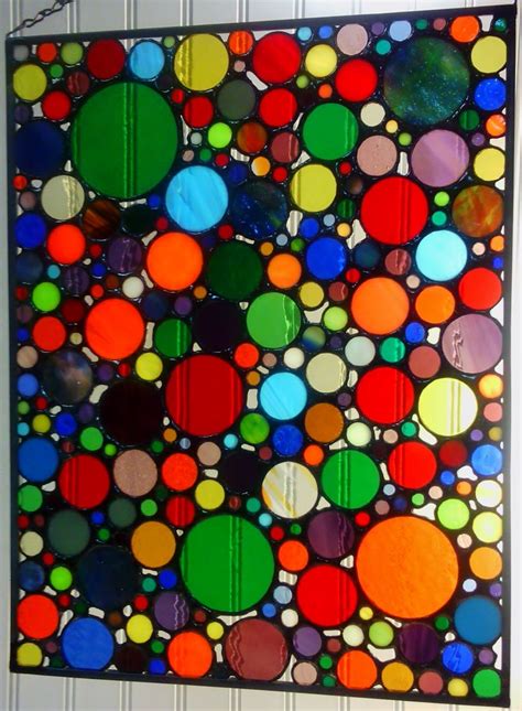 Circle Collage Abstract Glass Art Stained Glass Pane Tiffany Glass