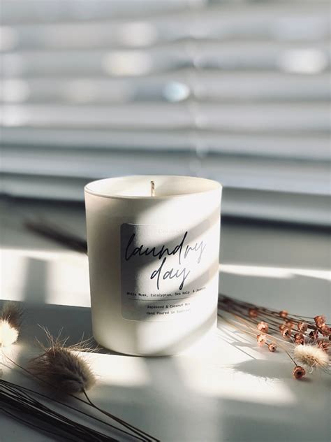 Laundry Day Candle Clean Cotton Scented Candle Matt White Etsy