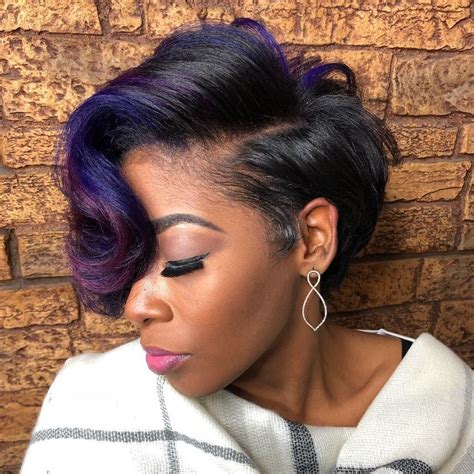 Pixie Bob With Indigo And Purple Accents Short Hair Styles African