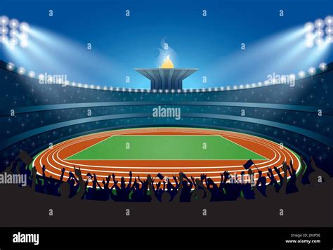 Athletics Track Crowd Stock Vector Images Alamy