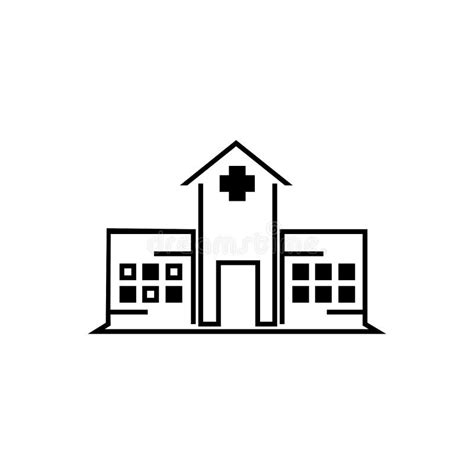 Vector Icon Of Hospital Building Front Silhouette On White Background Stock Illustration