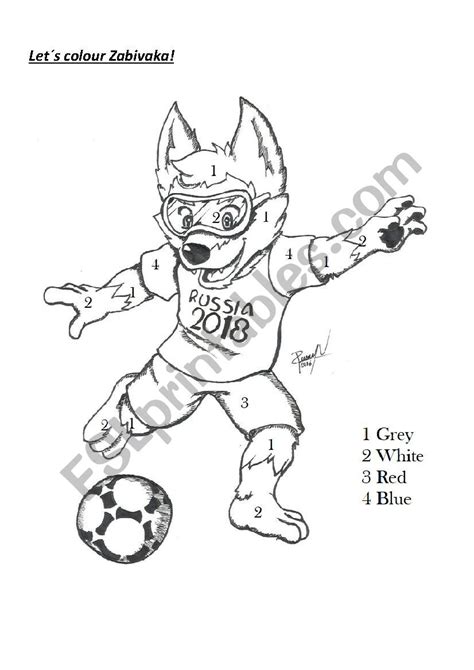 lets colour zabivaka world cup 2018 esl worksheet by ines 28