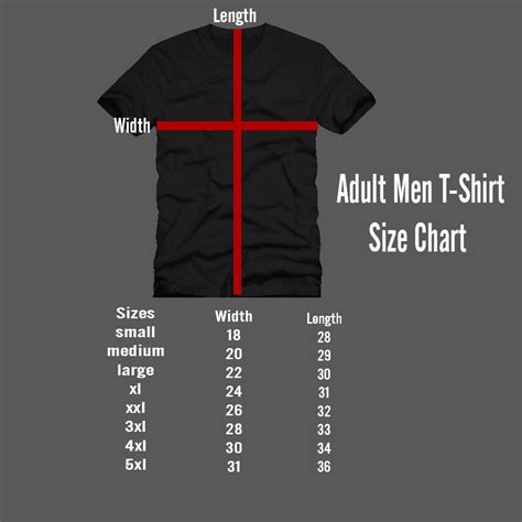 Adult Men T Shirt Size Chart