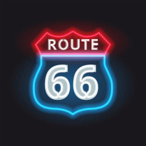 Premium Vector Retro Route 66 Neon Glowing Sign