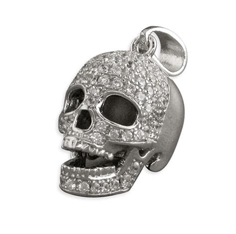 Sterling Silver Skull Necklace Skull Pendant Skull Necklace Skull