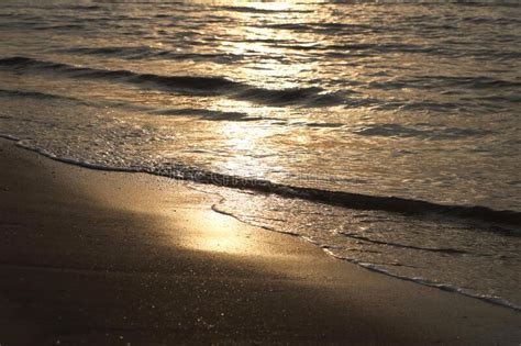 Sunlight Reflect On Wave Sea Water When Sunrise At Coast Stock Image