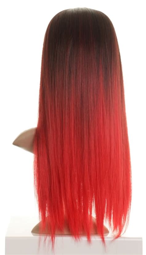 Bianca Dark Brown To Bright Red Dip Dye Wig Dip Dyed