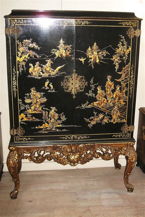 Elegant Chinese Black Lacquer And Gilt Cabinet From Dynastycollections