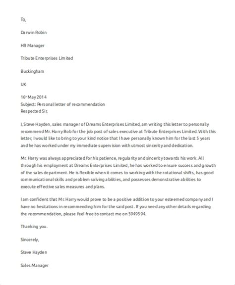 Free 6 Sample Letter Of Recommendation In Ms Word Pdf