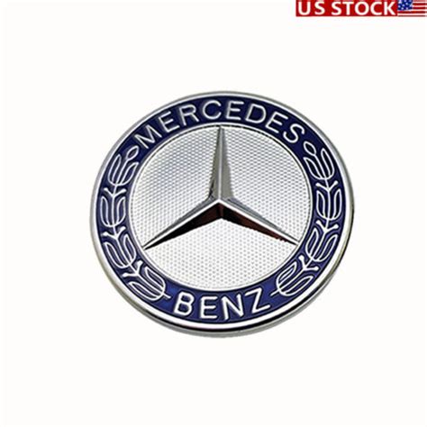 Front Hood Classic Blue Emblem Flat Laurel Wreath Badge For Mercedes