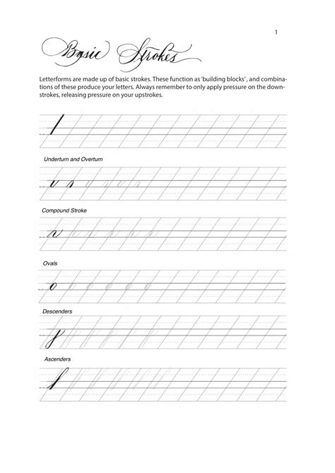 Basic Calligraphy Strokes Worksheet
