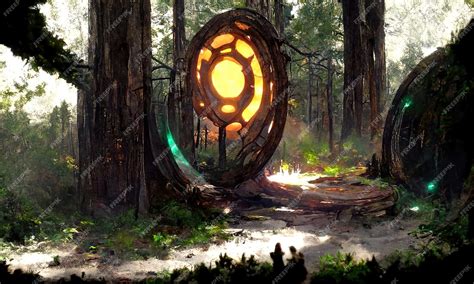 Premium Photo Fantasy Magical Fairytale Portal In The Forest Round