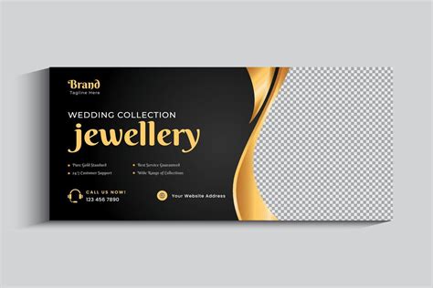 Jewelry Business Cover Banner Design Template Gold Ornament Social