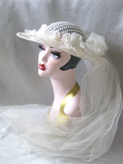 Vintage Ivory Cream Off White Woven Open Weave Wedding Bride Bridal