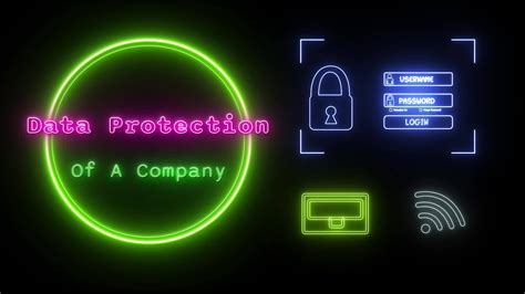 Data Protection Of A Company Neon Pink Green Fluorescent Text Animation Green Frame On Black
