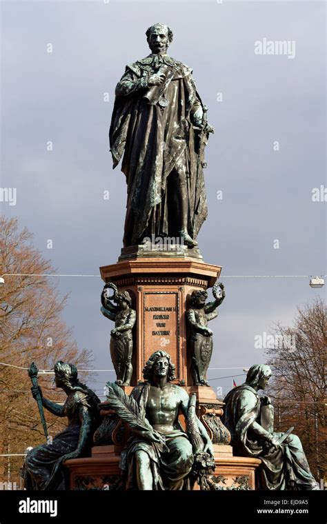 Maximilian Ii Bavarian King Figurestatue Monument Munich Upper