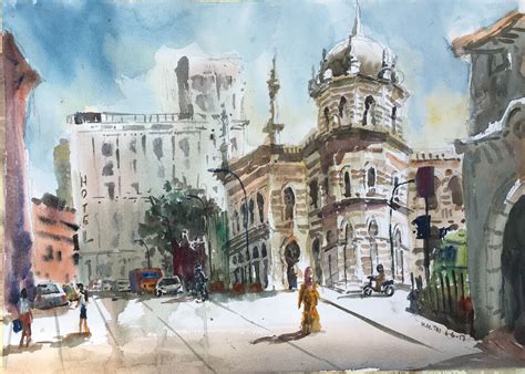 The museum is located in the merdeka square area. National Textile Museum KL Watercolour by Brian Tai