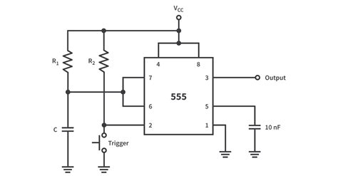 555 Timer 2 Monostable Multivibrator Configuration Circuitbread